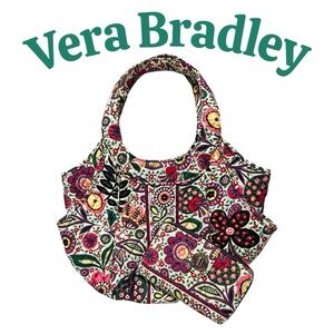 Vera Bradley Shoulder Hobo Bag PLUS BONUS WALLET both “Viva La Vera”